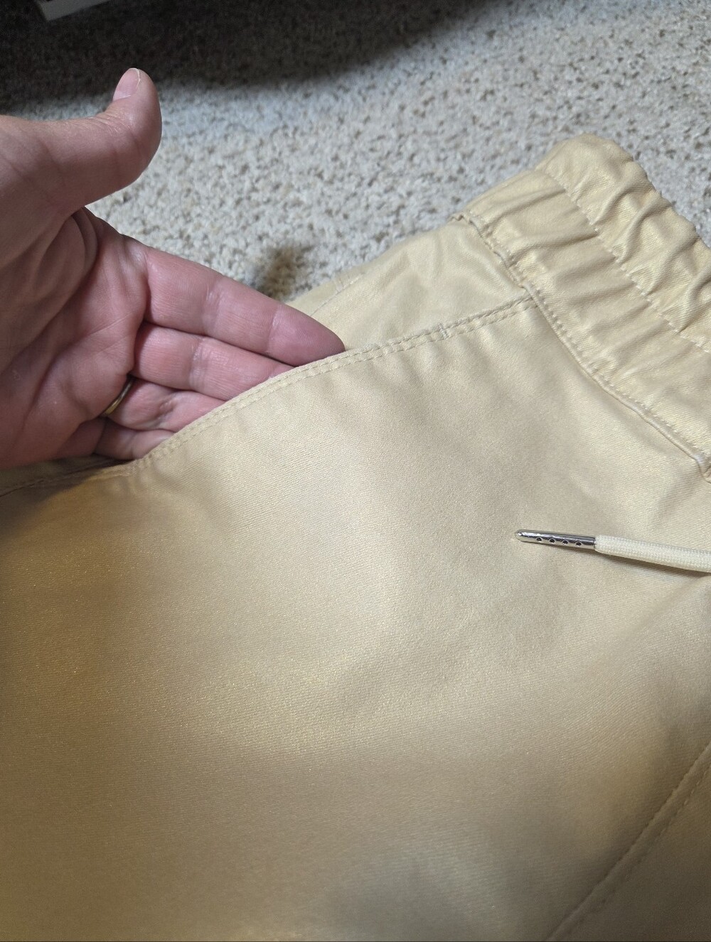 Bevy Flog Shely Gold Pull On Drawstring Pants Women's No Wrinkle Trousers 27 - Picture 4 of 10